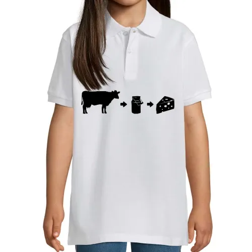 Evolution Milch Käse Shirt Kinder Polo