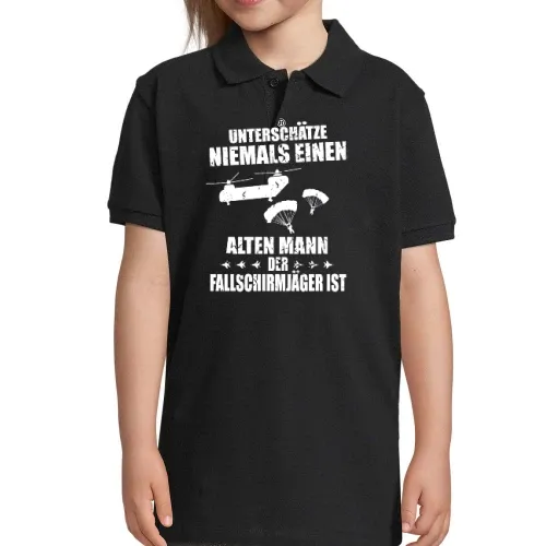 Fallschirmjäger Alter Mann Spruch Skydiver BW Kinder Polo