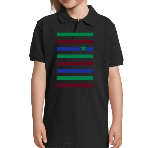 Farbspiel in Streifen und Stern Polo