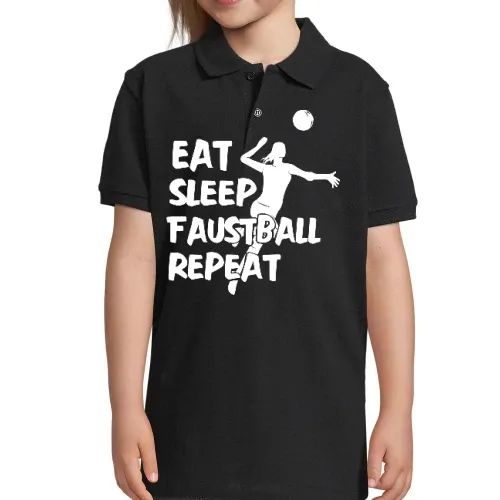 Faustballerin Eat Sleep Faustball Repeat Motiv Polo Kinder Perfect