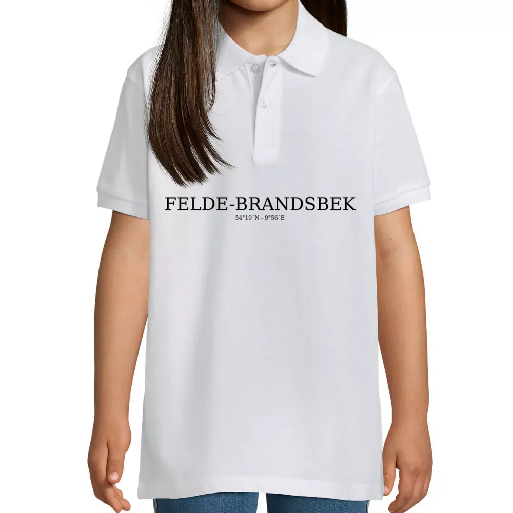  Kinder Polo mit Aufdruck 'Felde-brandsbek Koordinaten'