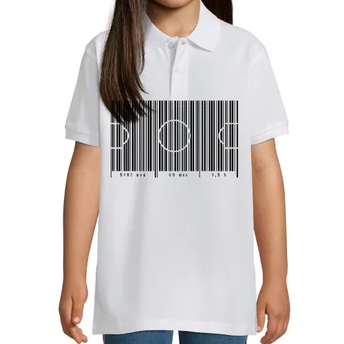 Fußballfeld als Strichcode 90 min Kinder Polo