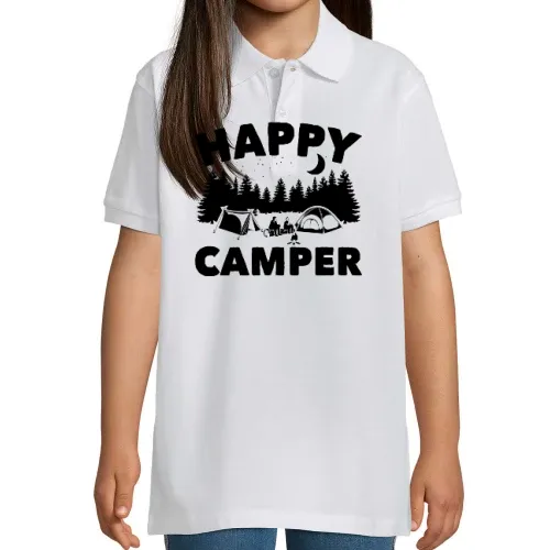 Happy Camper Camping T-Shirt Geschenkidee Polo Kinder Perfect