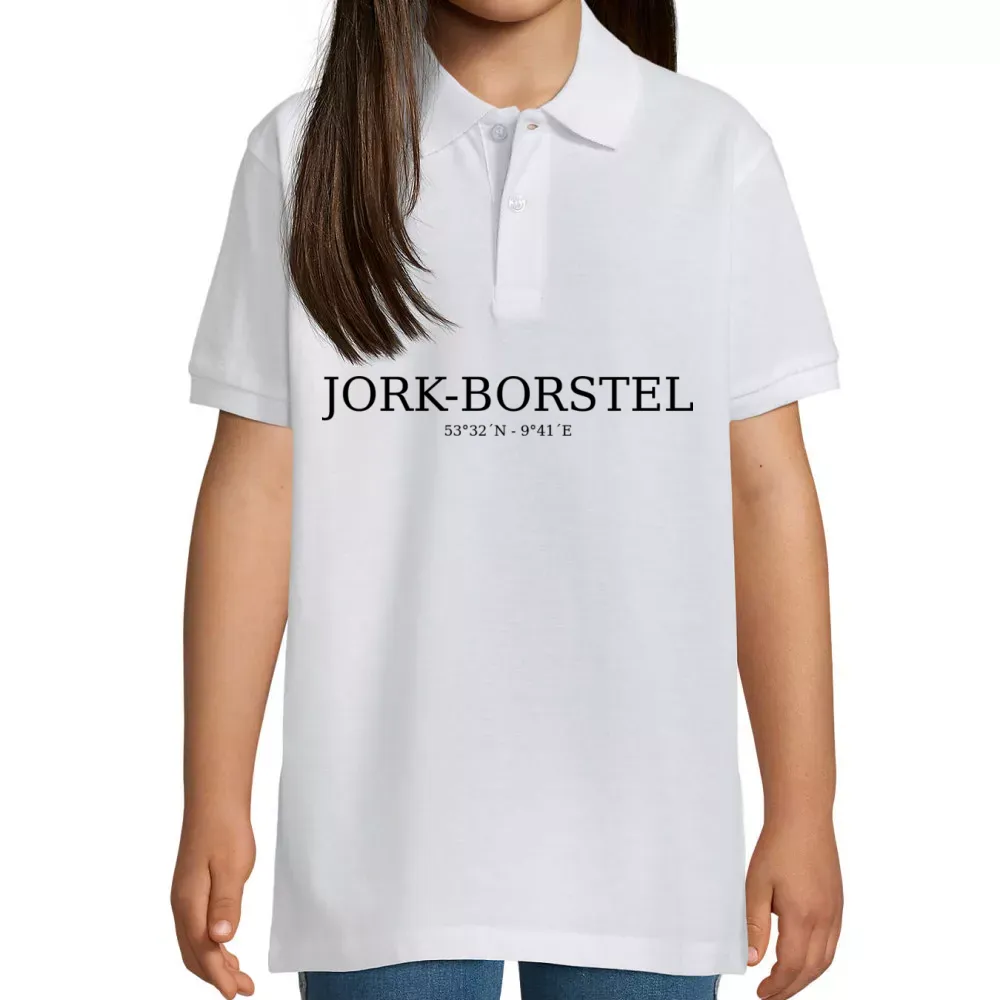  Kinder Polo mit Aufdruck 'Jork-borstel Koordinaten'