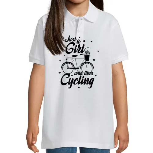 Just A Girl Who Likes Cycling Radfahrer Biker Polo Kinder Perfect
