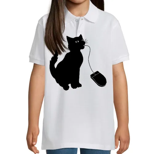 Katze isst PC Maus Polo Kinder Perfect