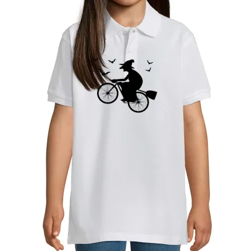 Radfahrer Fahrradfahrer Hexe Besen Halloween Witch Polo