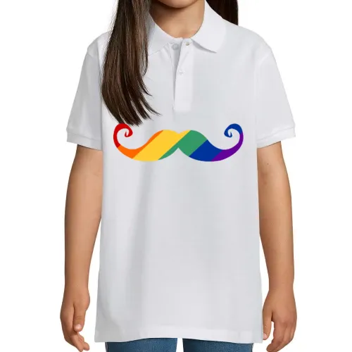 Regenbogen Moustache Polo Kinder Perfect