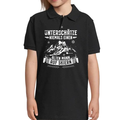 Skifahrer Alter Mann Skipiste Apres Ski Skiurlaub Polo Kinder Perfect