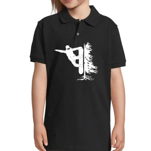 Snowboarder Off Piste Baum Snowboarden Boarder Polo Kinder Perfect
