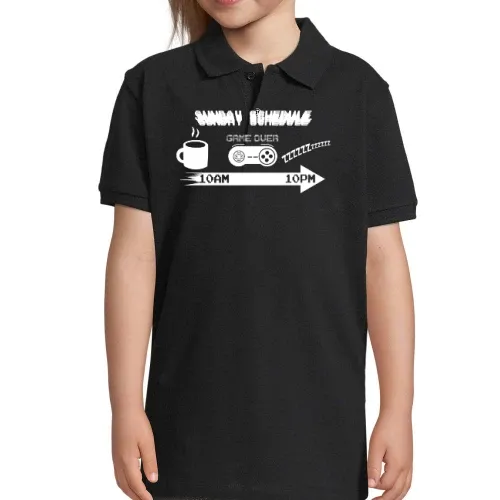 Sonntags Zeitplan Shirt Gaming Gamer Geschenkidee Polo Kinder Perfect