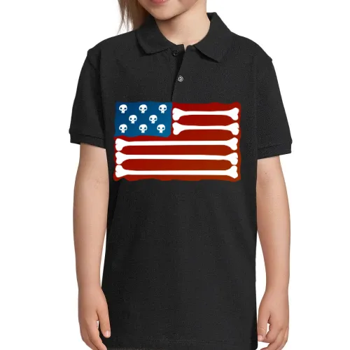 USA Fahne aus Knochen Skull Polo