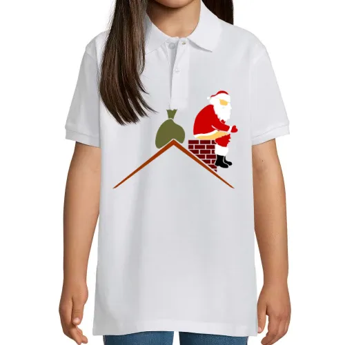 Weihnachtsmann kackt in Schornstein in Farbe Polo Kinder Perfect
