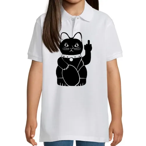 Winkekatze mit Mittelfinger Kinder Polo