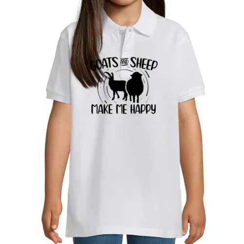 Ziegen und Schafe machen mich glücklich - Landwirt Kinder Polo