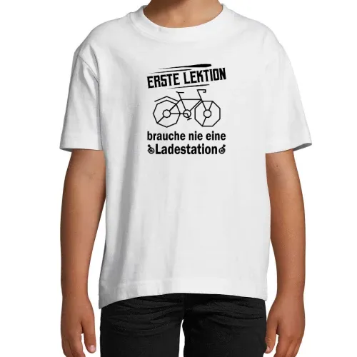 1. Lektion Brauche Nie eine Ladestation Anti Ebike Kinder T-Shirt