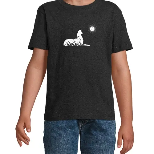 Alpaka Gebirge Lama Symbol Berge Mondschein Statue T-Shirt Kinder Imperial