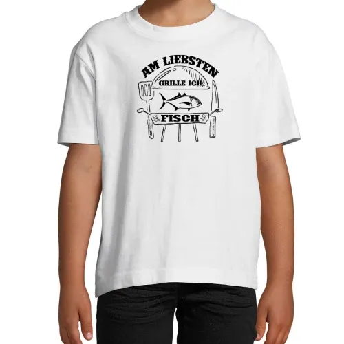 Am Liebsten Grille Ich Fisch Angler Griller Motiv T-Shirt