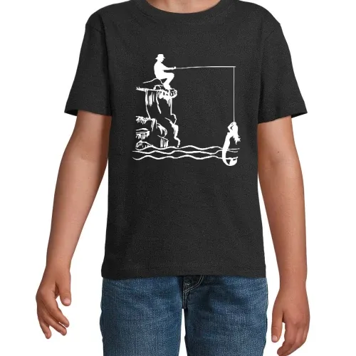 Angler mit Nixe Kinder T-Shirt