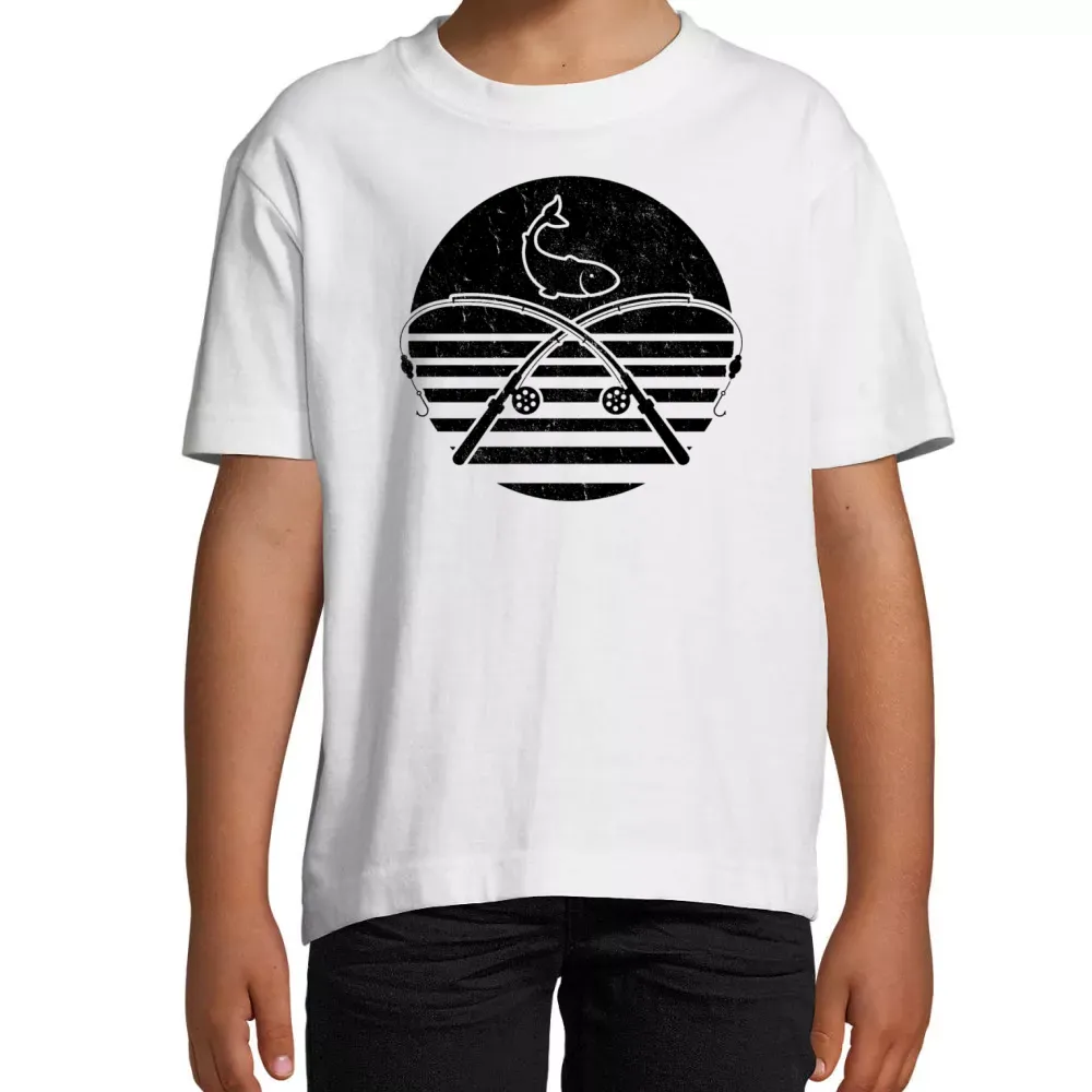  Kinder T-Shirt mit Aufdruck 'Angler Vintage Angeln'