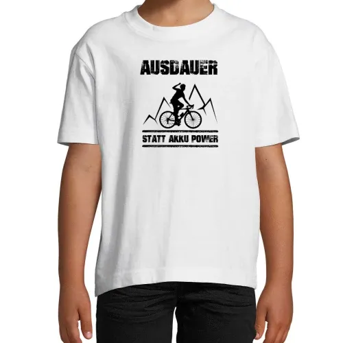 Ausdauer Statt Akku Power Lustiges Anti Ebike Kinder T-Shirt Ausdauer Statt Akku Power Lustiges Anti Ebike T-Shirt