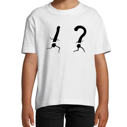 Ausrufezeichen jagt Fragezeichen Kinder T-Shirt