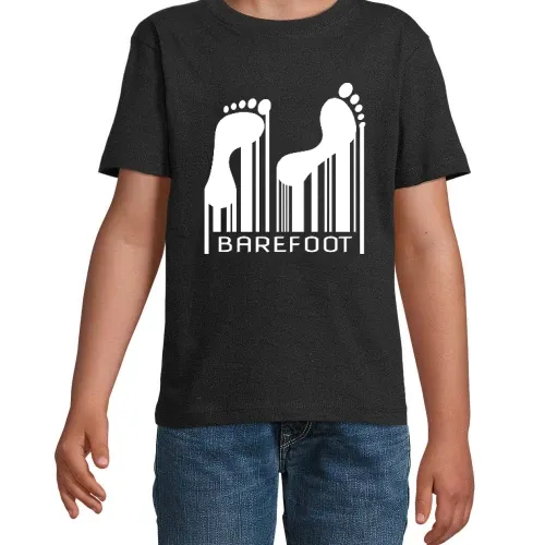 Barefoot Barcode Barfuss Strichcode Code T-Shirt Kinder Imperial