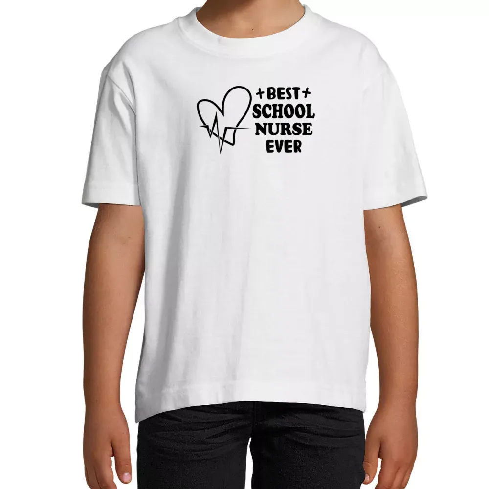  Kinder T-Shirt mit Aufdruck 'Best School Nurse Ever Krankenschwester Vintage'