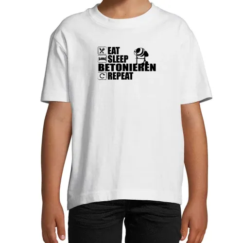 Betonmischer Maurer Eat Sleep Betonieren Repeat T-Shirt Kinder Imperial