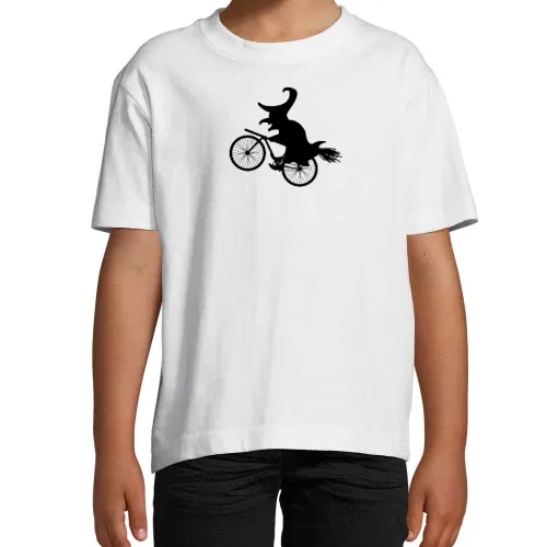 Biker Hexe Halloween Fahrrad mit Besen Radtour T-Shirt Kinder Imperial