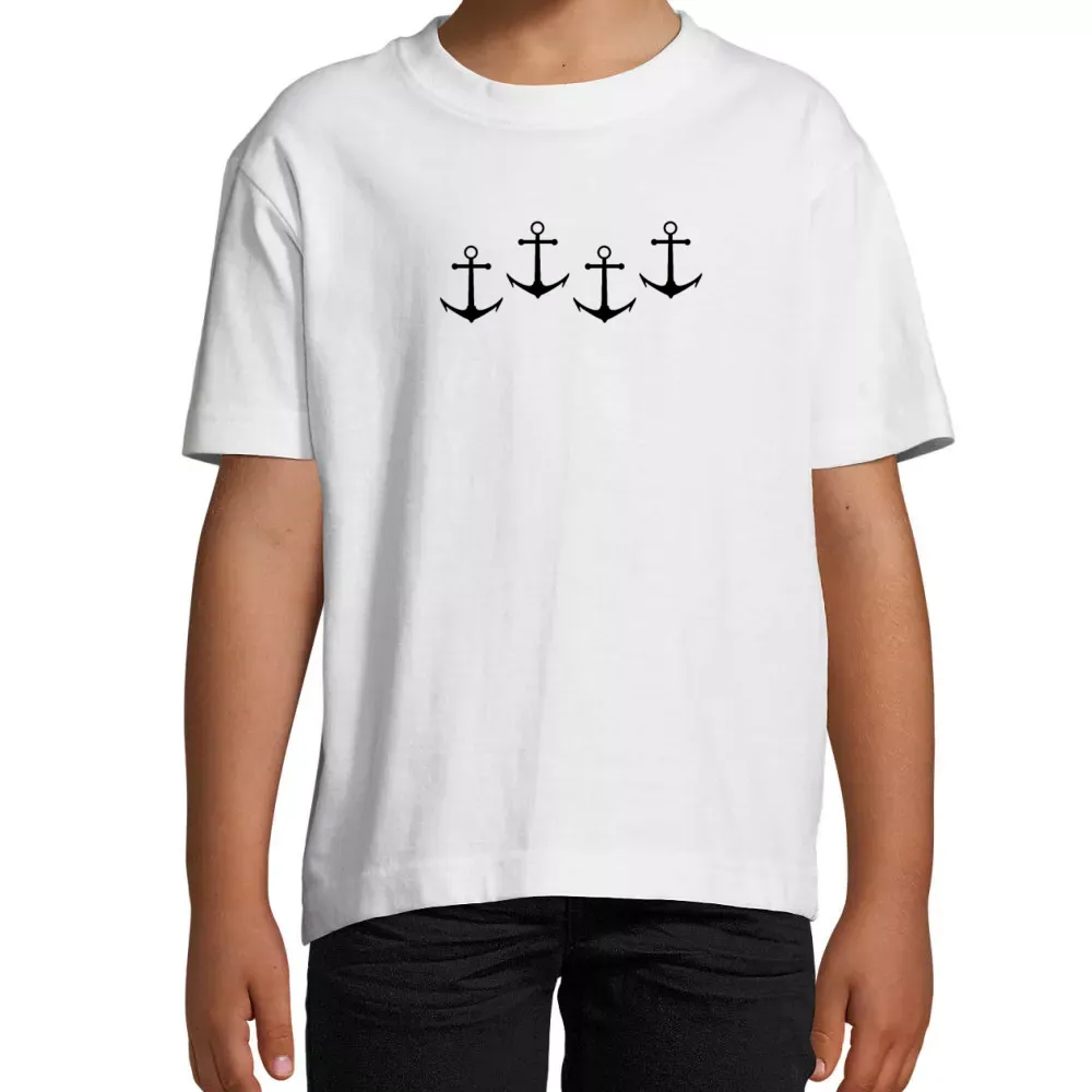  Kinder T-Shirt mit Aufdruck 'Boot Anker Vintage Kapitän Bootsfahrer Segler'