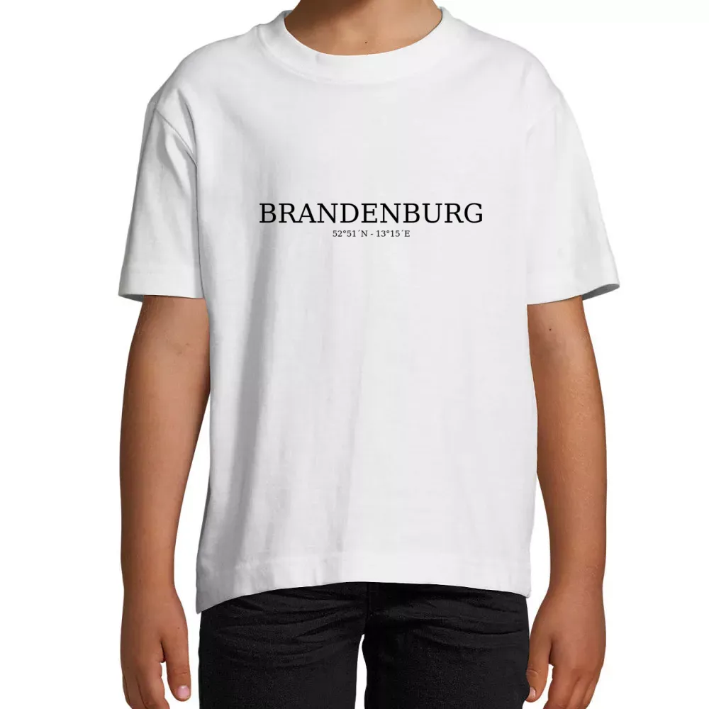  Kinder T-Shirt mit Aufdruck 'Brandenburg Koordinaten'