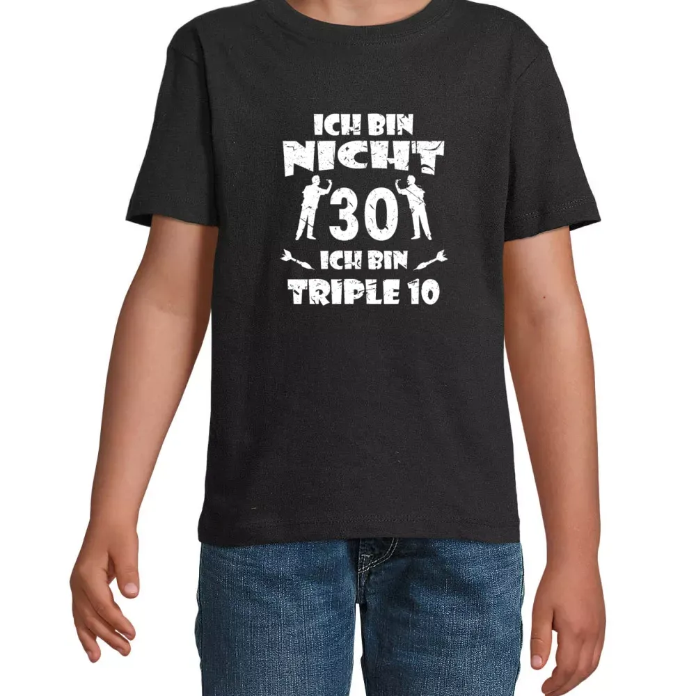  Kinder T-Shirt mit Aufdruck 'Dartspieler 30 Geburtstag Triple 10 Dart Geschenk'