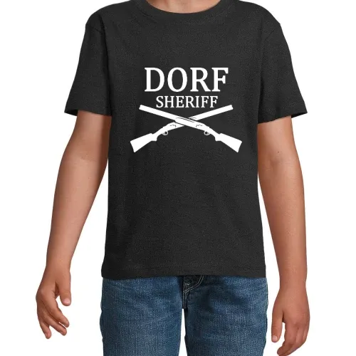 Dorf Sheriff gekreuzte Flinten Kinder T-Shirt