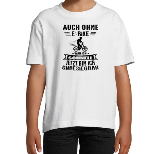 E-Biker Schnell Unbesiegbar Mountainbike Ebike MTB T-Shirt Kinder Imperial