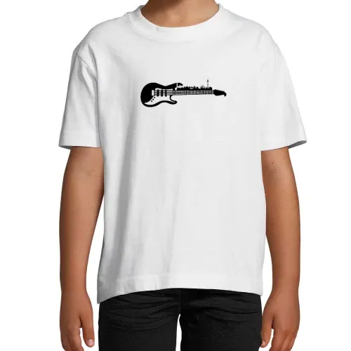 E-Gitarre Berlin Silhouette Elektro-Gitarre Kinder T-Shirt E-Gitarre Berlin Silhouette Elektro-Gitarre T-Shirt