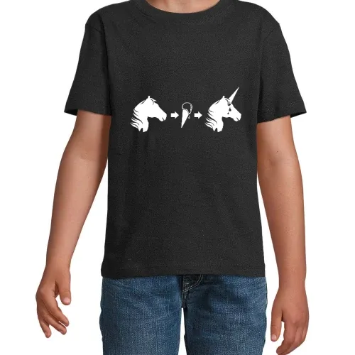 Eis Einhornkopf Kinder T-Shirt