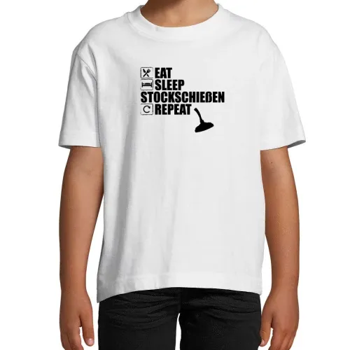 Eisstockschießen Eat Sleep Stockschießen Repeat T-Shirt Kinder Imperial