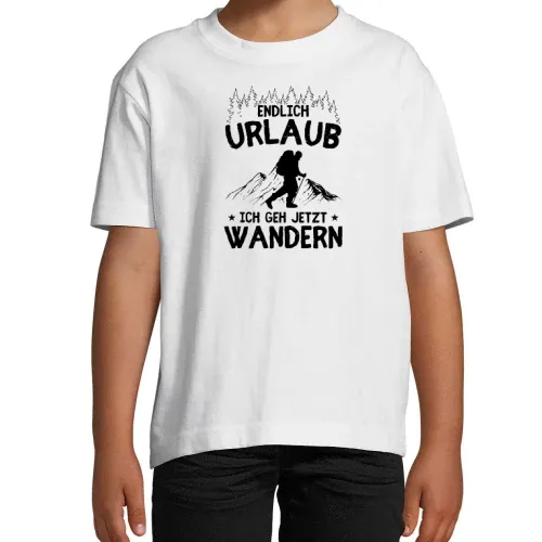 Endlich Urlaub Ich Geh Wandern Wanderer Wandertour Kinder T-Shirt