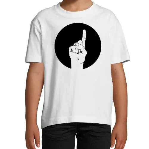 erhobener Zeigefinger im Kreis Kinder T-Shirt