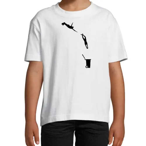 Evolution Sprung in die Tonne Kinder T-Shirt