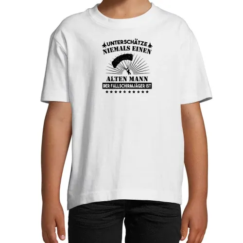 Fallschirmjäger Alter Mann Spruch Skydiver BW T-Shirt Kinder Imperial