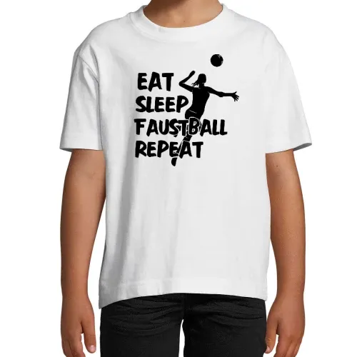 Faustballerin Eat Sleep Faustball Repeat Motiv T-Shirt Kinder Imperial