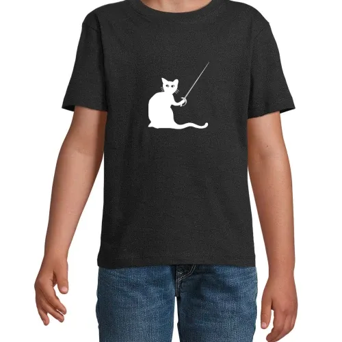 Fechten Katze Fechter Kinder T-Shirt