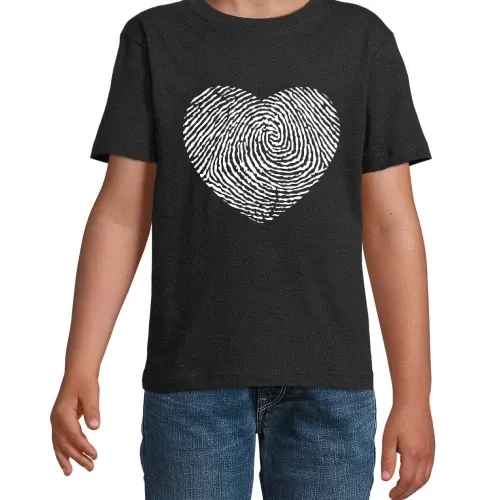 Fingerabdruck mit Herz Kinder T-Shirt