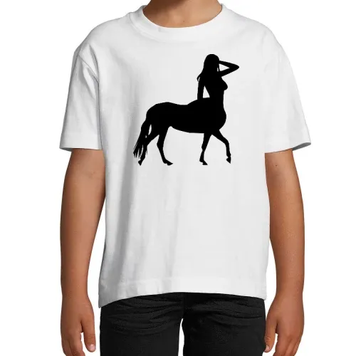 Frauenkörper auf Pferd Kinder T-Shirt Frauenkörper auf Pferd T-Shirt