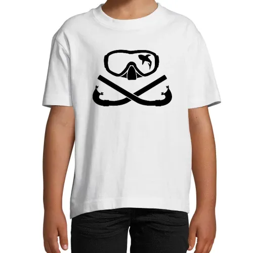 Hai in Taucherbrille mit gekreuzten Schnorchel T-Shirt Kinder Imperial