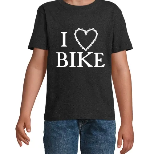 I Love Bike Kettenherz Kinder T-Shirt I Love Bike Kettenherz T-Shirt