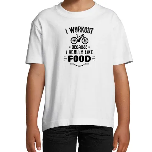 I Workout Because I Like Food Ebiker Radfahrer T-Shirt Kinder Imperial