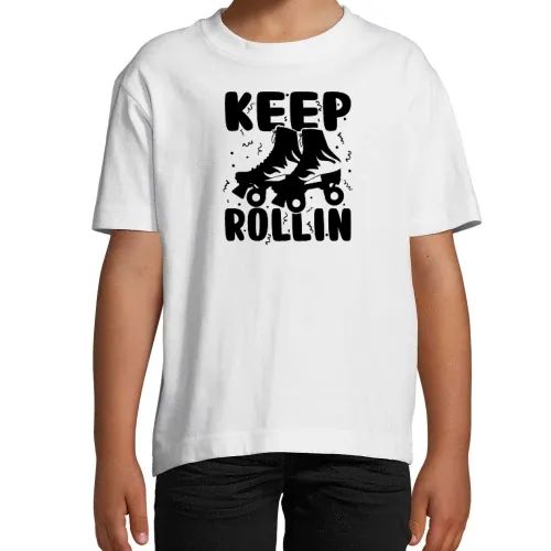 Keep Rollin Skaten Rollschuh Laufen T-Shirt Kinder Imperial